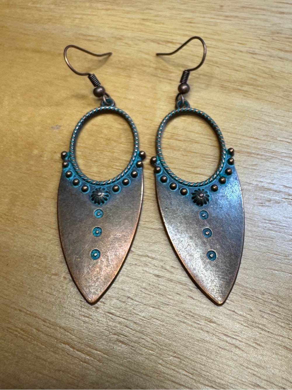 NWT Copper Patina Teardrop Dangle Earrings